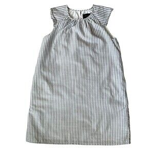 Victoria Beckham Target Dress Girls Med Lined Cap Sleeve Gray White Stripes